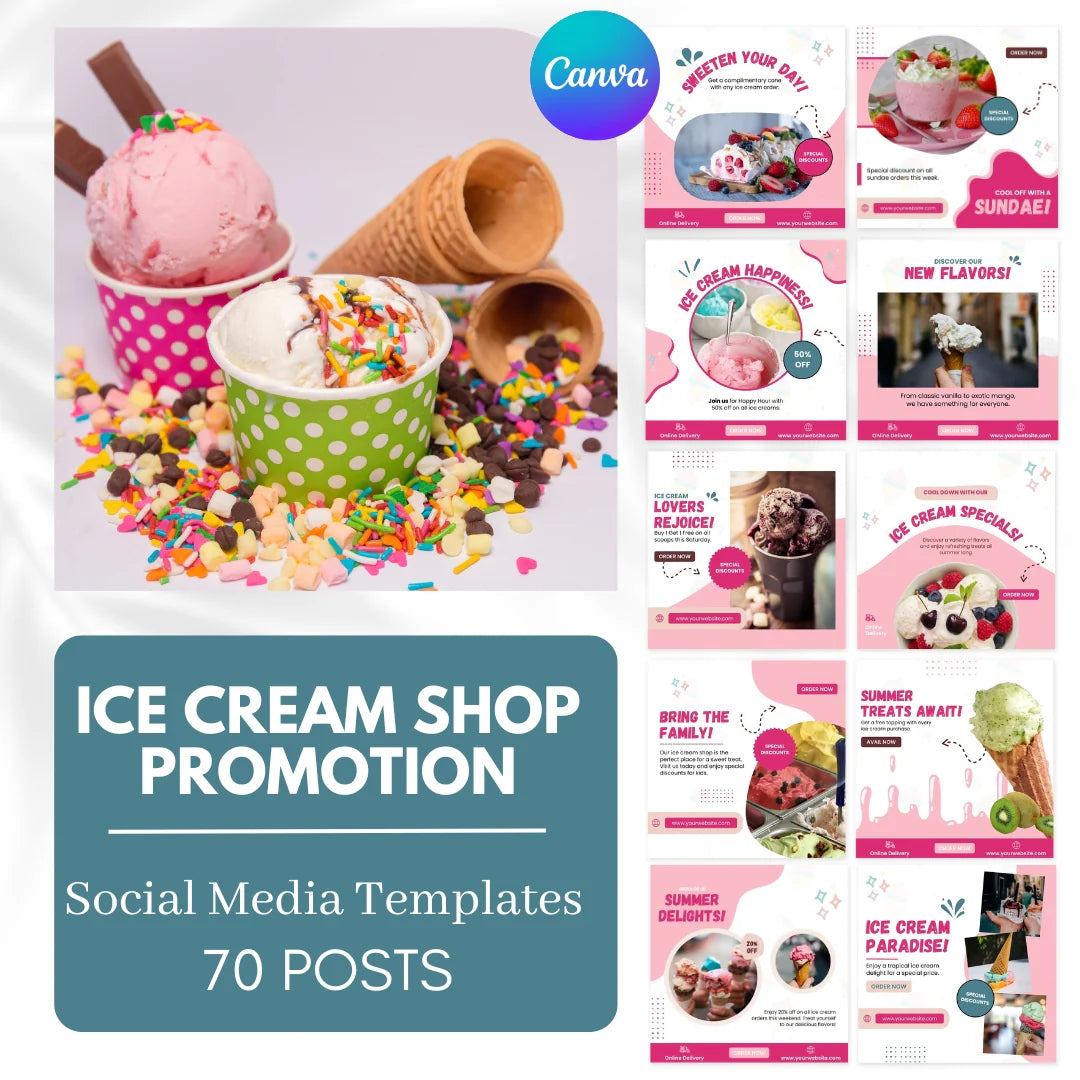 70 Ice Cream Shop Promotion Canva Templates