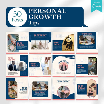 500 Personal Growth Posts - Canva Editable Templates