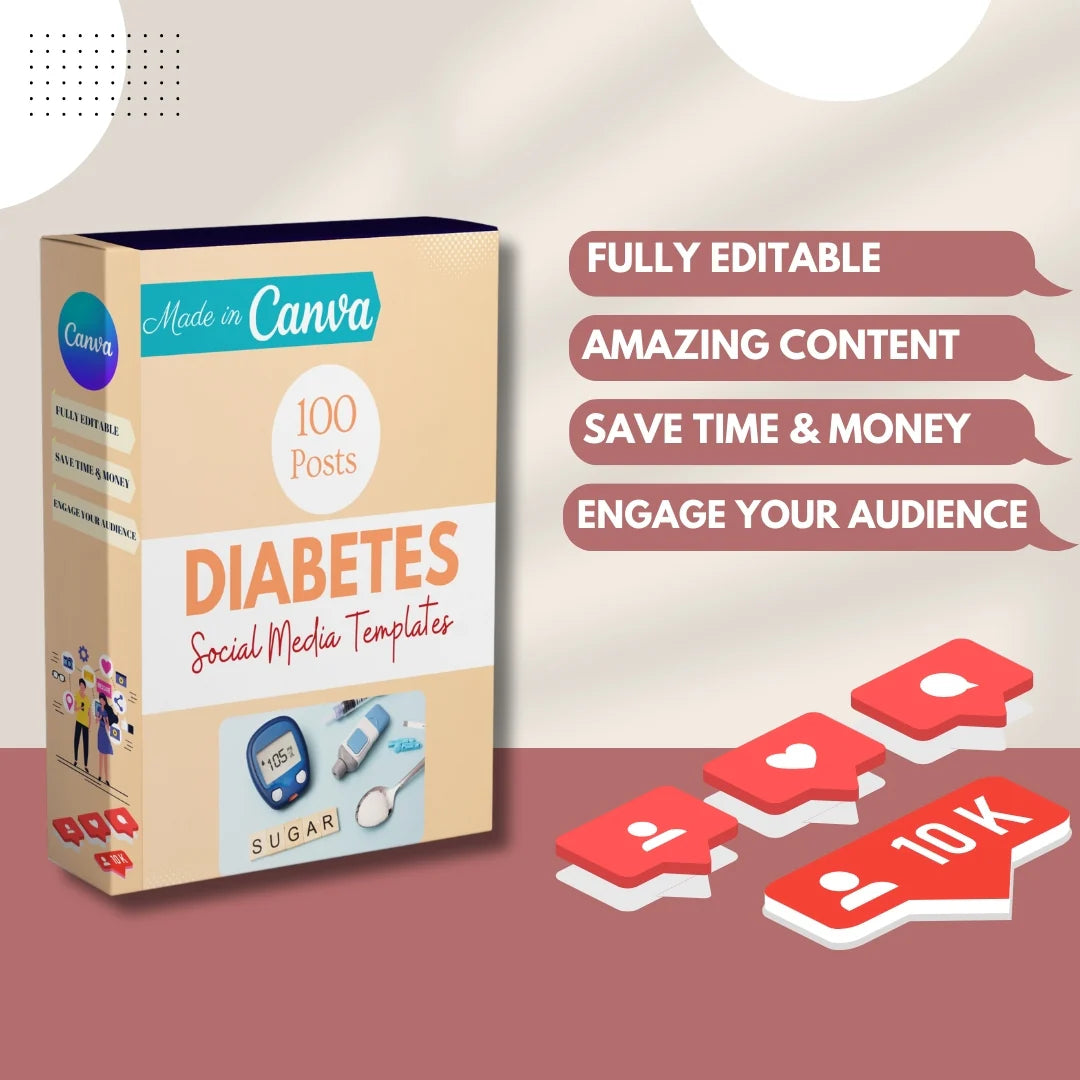 100 Diabetes Posts - Canva Templates