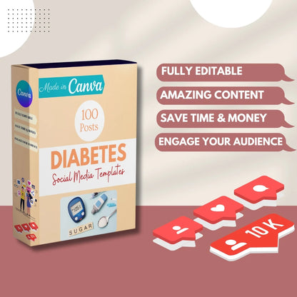 100 Diabetes Posts - Canva Templates