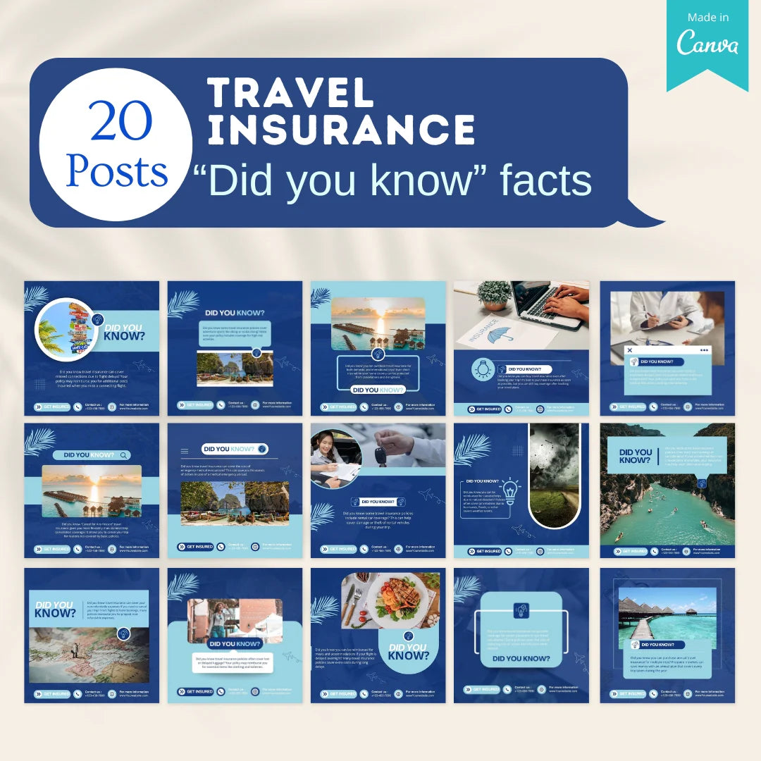 220 Travel Insurance Canva Templates