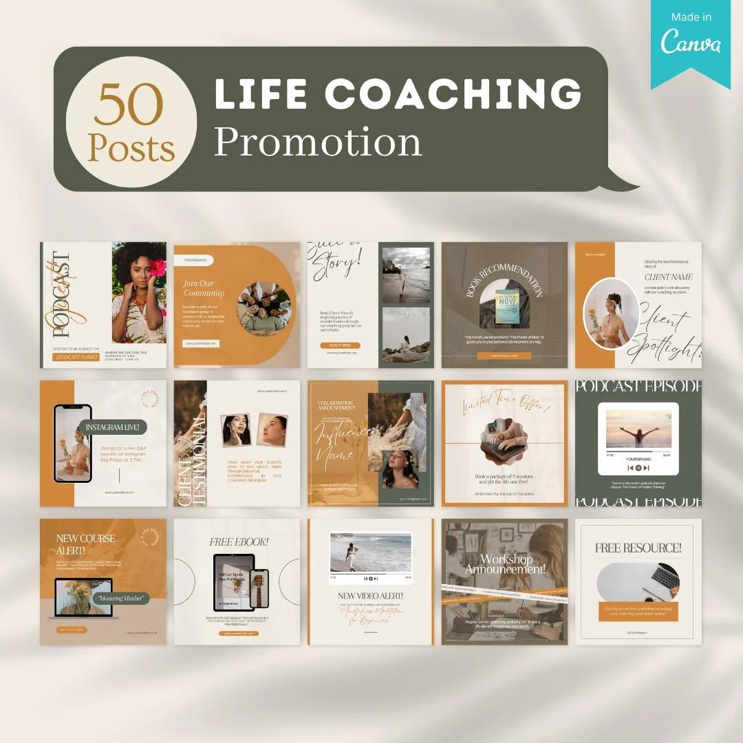 500 Life Coaching Posts - Social Media Templates