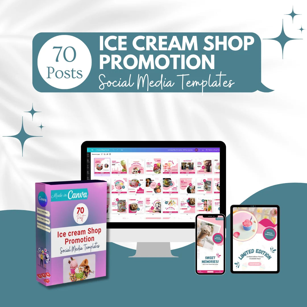 70 Ice Cream Shop Promotion Canva Templates