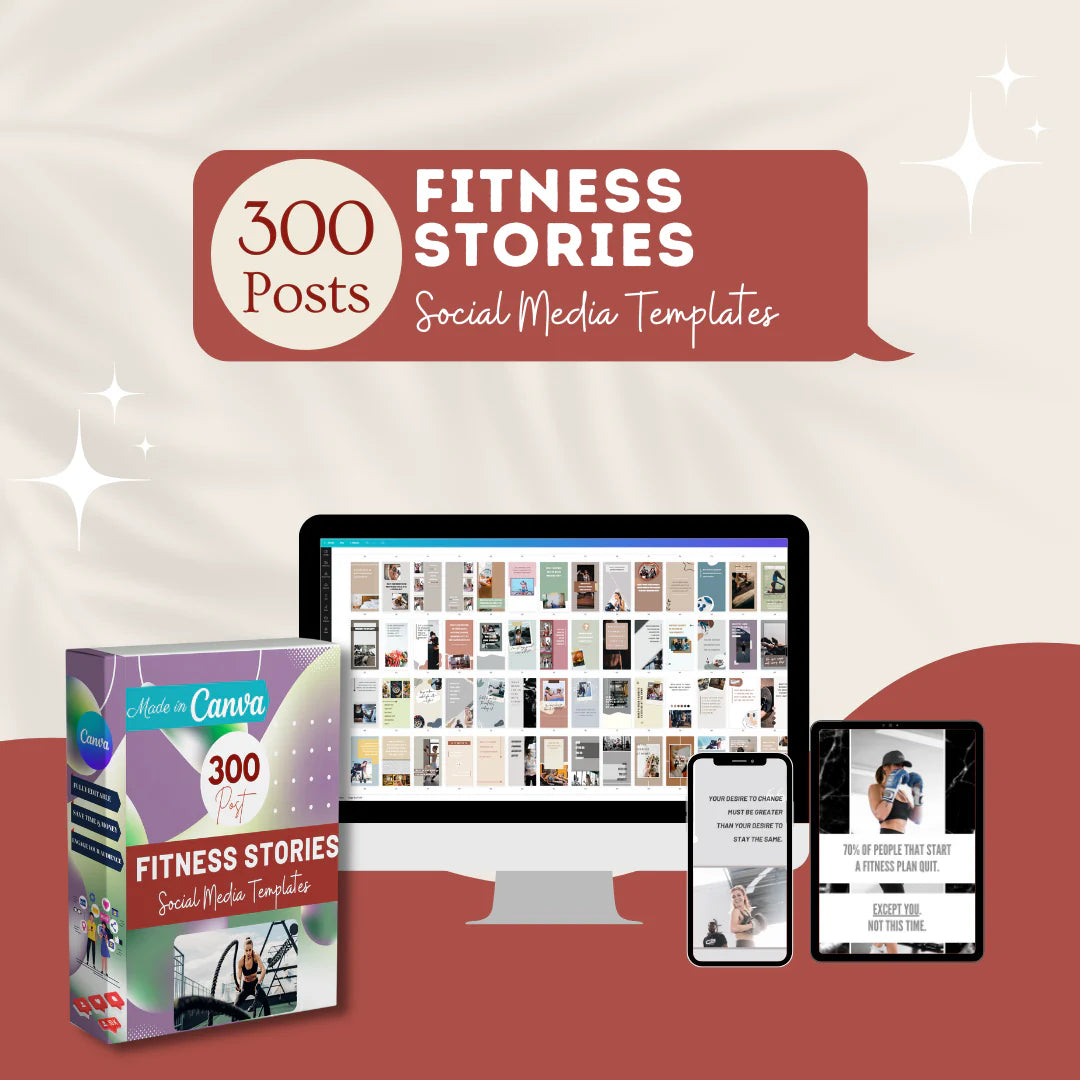 300 Fitness Stories Posts - Social Media Templates