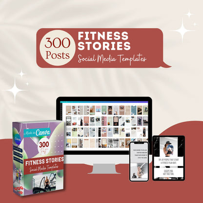 300 Fitness Stories Posts - Social Media Templates