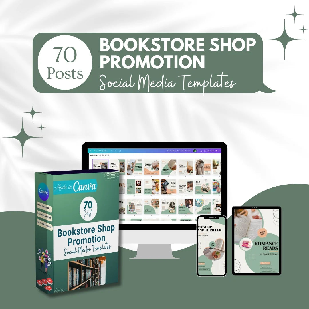 70 Bookstore Promotion Canva Templates