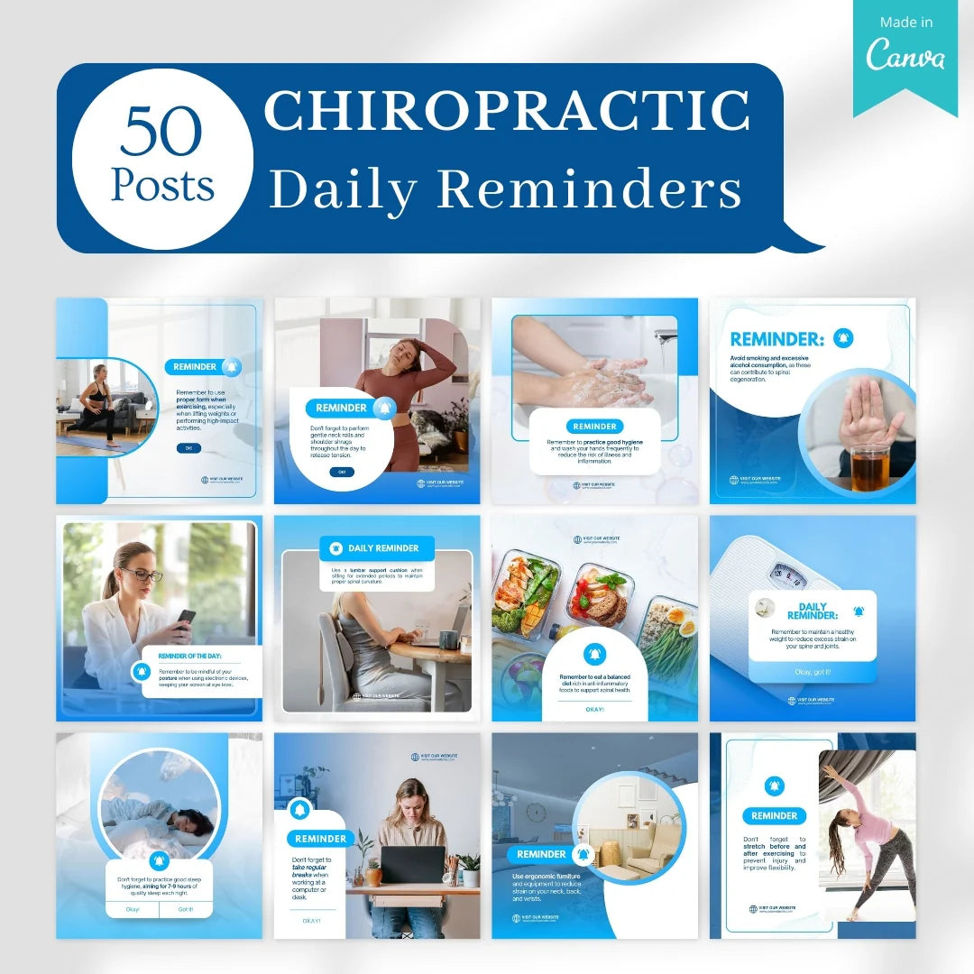 480 Chiropractic Posts - Social Media Canva Templates