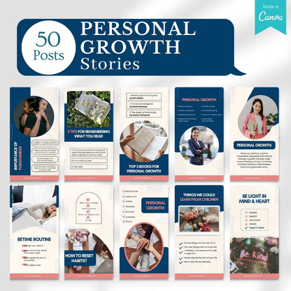 500 Personal Growth Posts - Canva Editable Templates